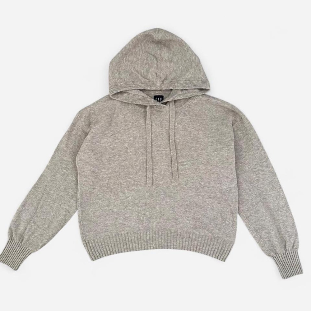 Gap Womens‎ Knit Hoodie Sweater Oatmeal Heather Beige Relaxed Pullover XS